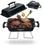 Relaxdays Klappbarer Tischgrill mit Deckel Schwarz