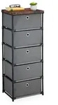 Relaxdays Kommode Holzoptik mit Stoffschubladen Braun,Schwarz,Grau