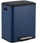 Relaxdays M&uuml;lleimer mit 2 F&auml;chern 2 x 15 Liter Dunkelblau,Schwarz,Silber