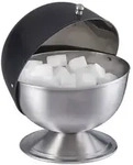 Relaxdays Zuckerdose aus Edelstahl Schwarz,Silber