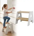 Relaxdays Tritthocker f&uuml;r Kinder Wei&szlig;,Hellbraun