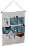 Relaxdays H&auml;ngeorganizer aus Stoff Blau,Creme,Hellbraun