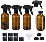 Relaxdays Spr&uuml;hflasche Braunglas 4er Set Braun,Schwarz