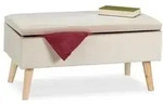Relaxdays Samt Sitzbank mit Stauraum Creme