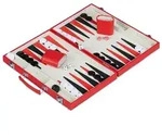 Relaxdays Roter Backgammon Koffer Rot,Silber