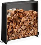 Relaxdays Kaminholzregal mit Abdeckung Schwarz