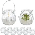 Relaxdays Windlicht Glas 12er Set Silber,Transparent