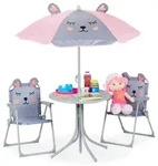 Relaxdays Camping Kindersitzgruppe mit Schirm Rosa,Grau