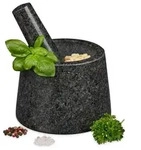Relaxdays Granitm&ouml;rser mit St&ouml;&szlig;el f&uuml;r Pesto Anthrazit