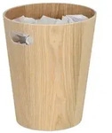 Relaxdays Runder Papierkorb aus Holz Hellbraun