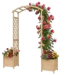 Relaxdays Rosenbogen mit Pflanzk&uuml;beln Beige