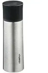 Relaxdays Trinkflasche Edelstahl 400 ml mit Becher Schwarz,Silber