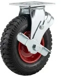 Relaxdays Lenkrolle mit Bremse 2.50-4 Rot,Schwarz,Silber