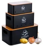 Relaxdays Aufbewahrungsbox 3er Set Bambusdeckel Hellbraun,Schwarz