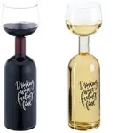 Relaxdays Weinflasche mit Glas 750 ml Schwarz,Silber,Transparent