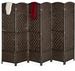Relaxdays Paravent Raumteiler 6-teilig Braun