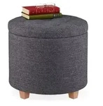 Relaxdays Runder Sitzhocker mit Stauraum Anthrazit,Hellbraun