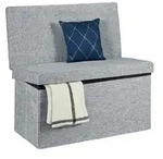 Relaxdays Faltbarer Sitzhocker mit Lehne L Grau