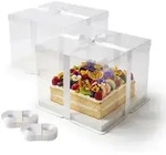 Relaxdays Transparente Tortenbox 2er Set Schleife Wei&szlig;,Transparent