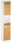 Relaxdays Badschrank hoch Wei&szlig;,Hellbraun