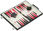 Relaxdays Backgammon Koffer Wei&szlig;,Rot,Schwarz