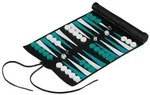 Relaxdays Backgammon zum Aufrollen Wei&szlig;,Schwarz,T&uuml;rkis