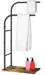 Relaxdays Industrial Handtuchst&auml;nder mit Ablage Dunkelbraun,Schwarz