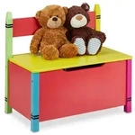 Relaxdays Kindersitzbank mit Stauraum Gelb,Gr&uuml;n,Rot