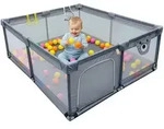 Relaxdays Laufstall Baby mit 50 B&auml;llen Grau