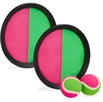 Relaxdays Klettballspiel Set Gr&uuml;n,Pink,Schwarz