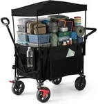Relaxdays Faltbarer Bollerwagen mit Dach Schwarz
