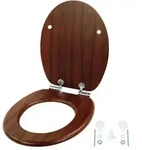 Relaxdays Toilettendeckel mit Absenkautomatik Braun,Silber