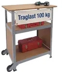 Relaxdays Werkbank mit Rollen & Lochwand Hellbraun,Silber