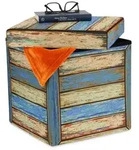 Relaxdays Vintage Sitzhocker mit Stauraum Blau,Creme,Rot