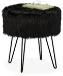 Relaxdays Fellhocker schwarz Schwarz