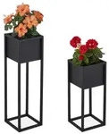 Relaxdays Metall Blumenst&auml;nder 2er Set in Schwarz Schwarz