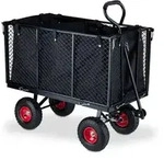 Relaxdays Hoher Handwagen f&uuml;r den Garten Rot,Schwarz