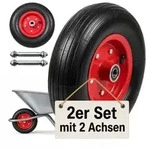 Relaxdays 2er Set Sackkarrenrad 4.00-6 Vollgummi Rot,Schwarz
