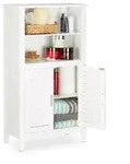 Relaxdays Badezimmerschrank wei&szlig; LAMELL Wei&szlig;,Silber