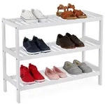 Relaxdays Schuhregal aus Bambus Wei&szlig;