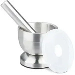 Relaxdays M&ouml;rser mit St&ouml;&szlig;el Edelstahl Silber,Transparent