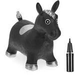 Relaxdays H&uuml;pftier Pferd in Schwarz Schwarz,Silber