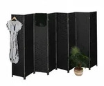 Relaxdays Paravent Raumteiler 8-teilig Schwarz