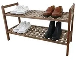 Relaxdays Schuhregal aus Akazie mit 2 Ebenen Hellbraun