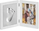 Relaxdays 4 x Babybilderrahmen mit Gipsabdruck Wei&szlig;