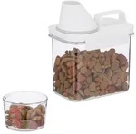 Relaxdays Futter Aufbewahrungsbox 1,1 Liter Wei&szlig;,Rot,Transparent
