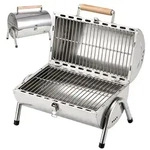 Relaxdays Tischgrill mit 2 Grillfl&auml;chen Silber