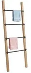 Relaxdays Handtuchleiter 4 Sprossen Holz & Metall Hellbraun,Schwarz