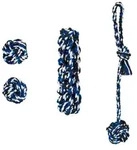 Relaxdays Hundespielzeug Set 4-teilig Wei&szlig;,Blau,Schwarz