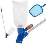 Relaxdays Pool Reinigungsset 3-teilig Blau,Orange,Silber
